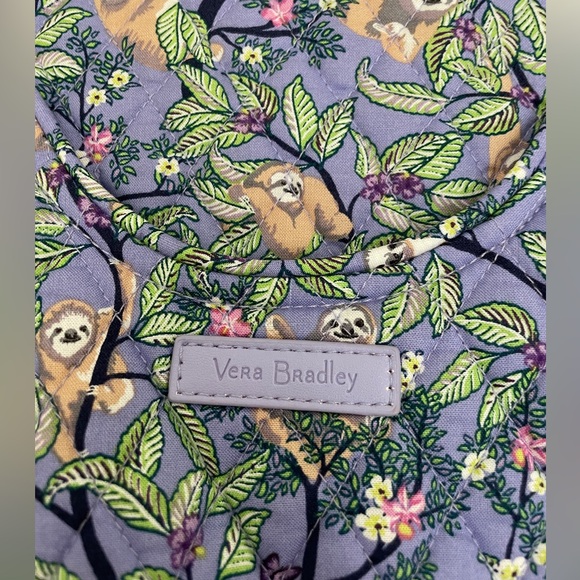 Vera Bradley “Hanging Around” Purple Sloth Print Glenna Purse Tote - Picture 2 of 7